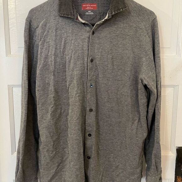 Gray Saks Fifth Avenue Trim Fit Long Sleeve Button Up Shirt, Mens M - Picture 1 of 6